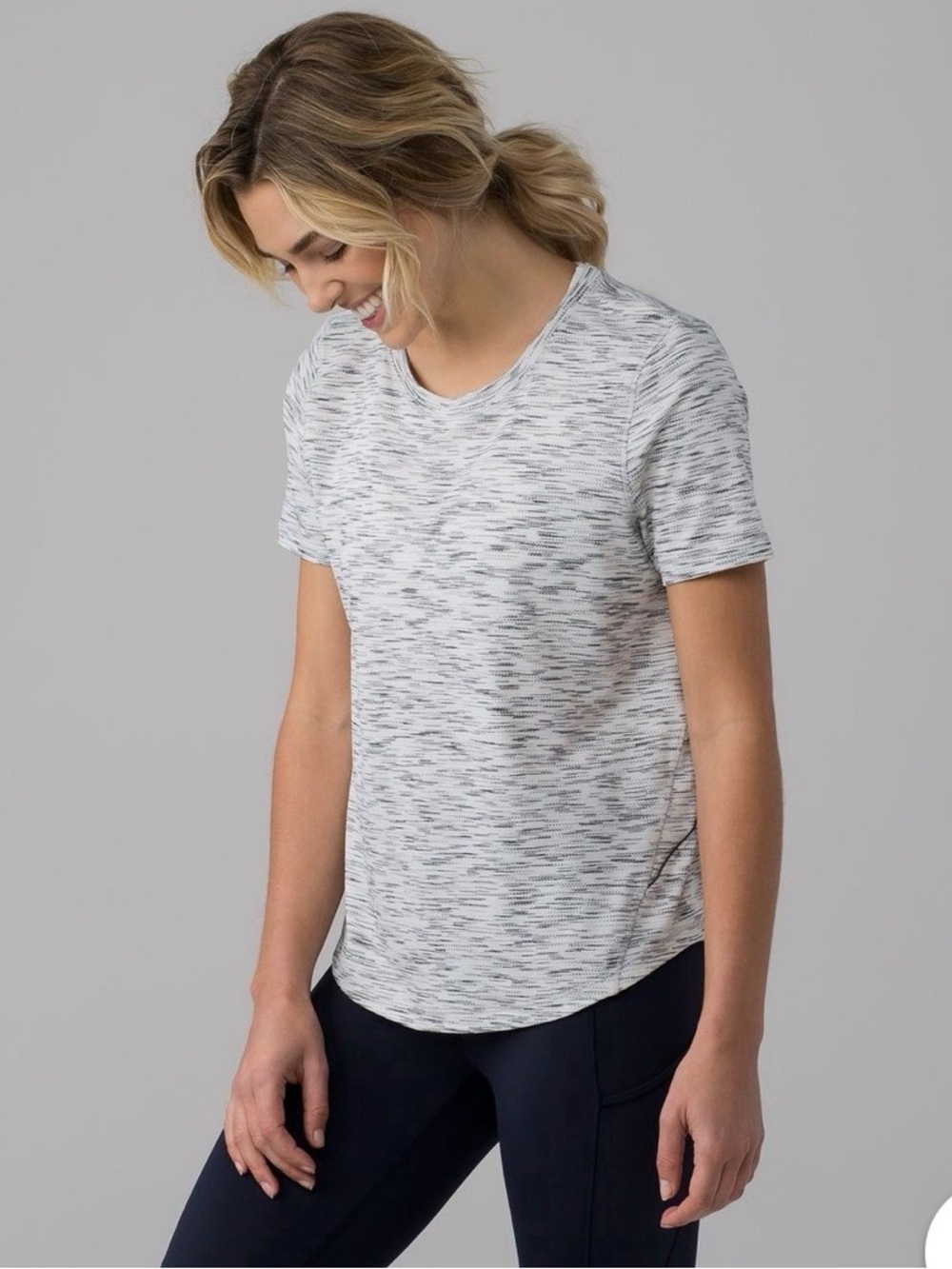 lululemon athletica Heathered White Short Sleeve Tiger Space Dyed Tee